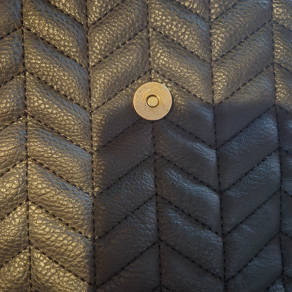 Rampage Y2K Black Quilted Chain Shoulder Bag-Vintage Chevron
